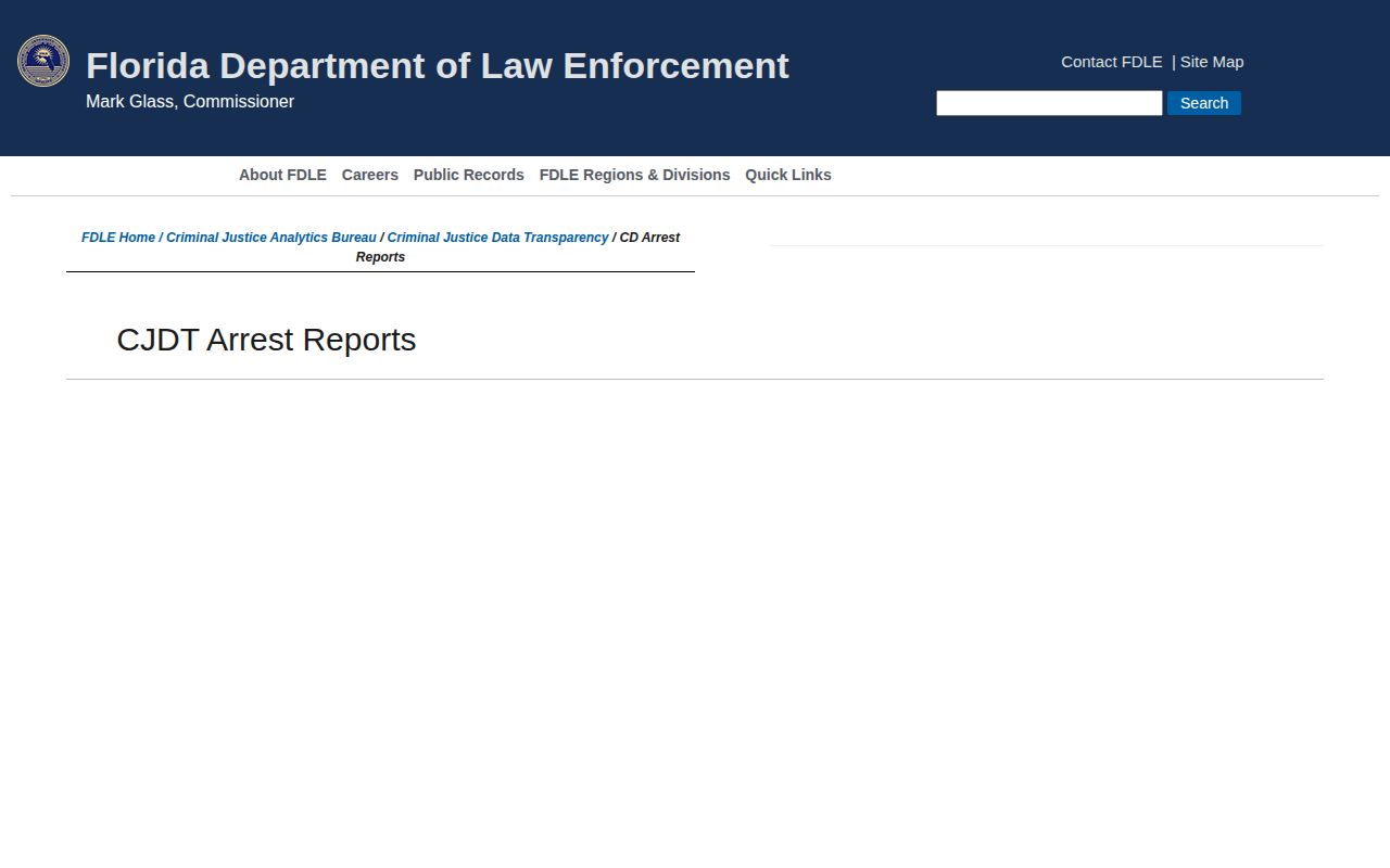 FDLE arrest reports data interface