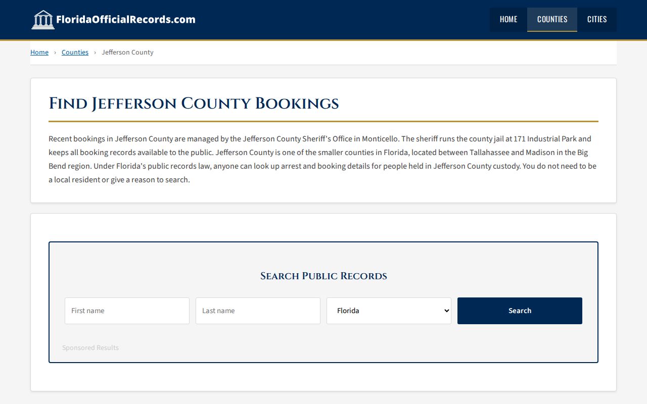 Unofficial Jefferson County recent bookings page shown for source comparison